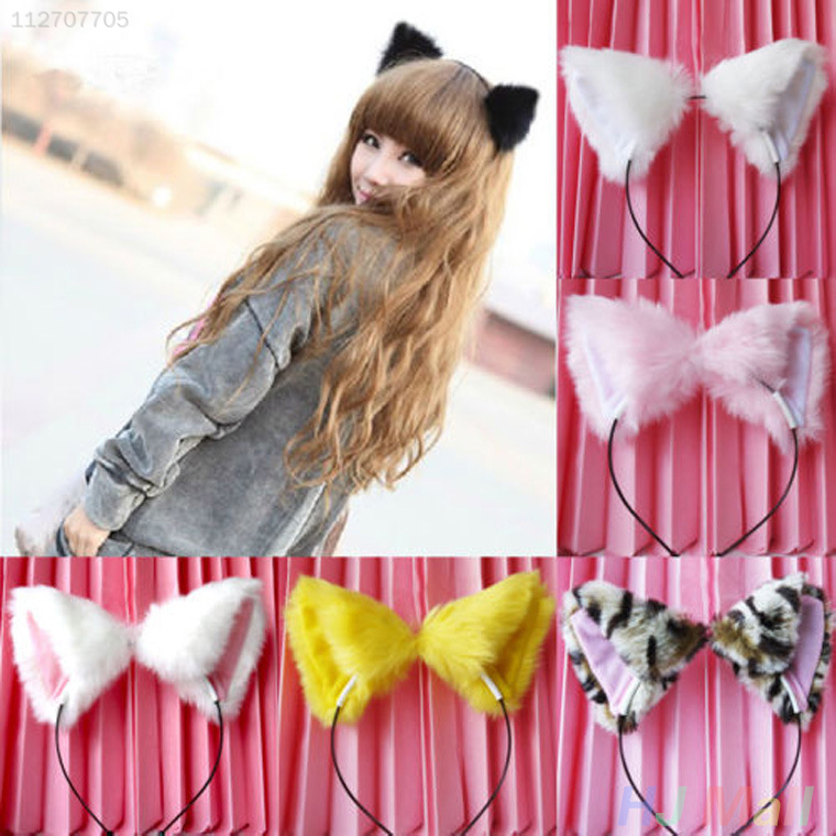 8A4C Women/'s Fashion Cat Ears Headband Party Costume Cosplay Leopard Hairband
